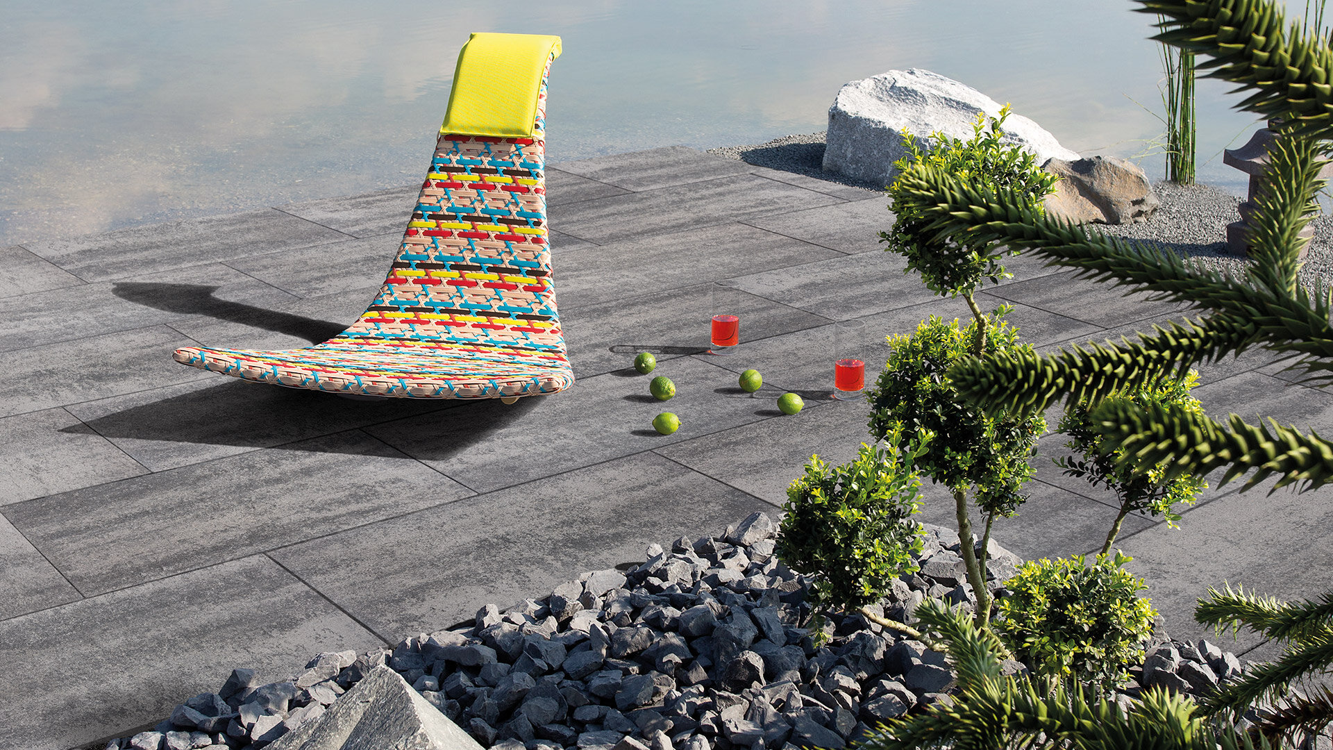 Slider Bild einer Terrasse mit Cassero Platte 80x40 black shadow