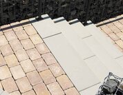 Ambientbild einer Treppe mit Cassero Blockstufen steingrau